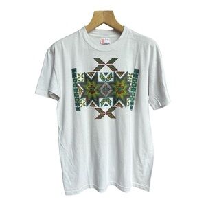 Vintage 90s Adult California Solar T with Aztec Inspired Textured Design, Large